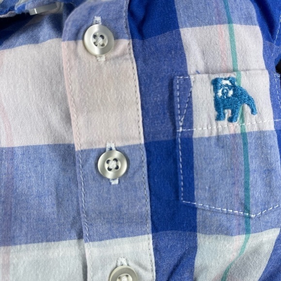 BUM Baby Plaid Blue One Piece Button Down Shirt With Collar - Picture 5 of 7